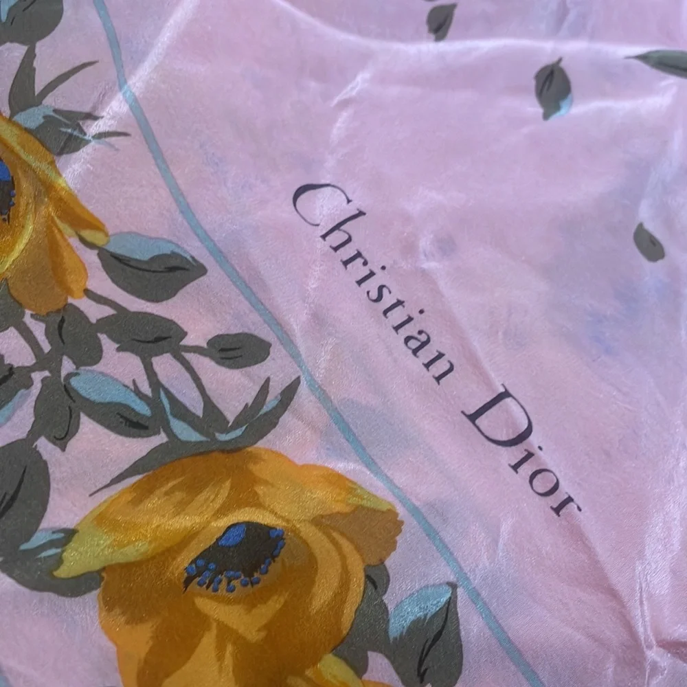 Christian Dior Scarf Silk DAMAGED Baby Pink